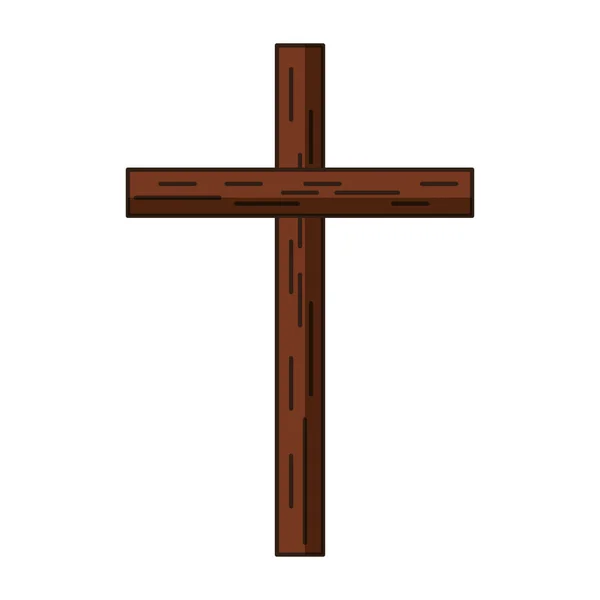キリスト教の木製クロスシンボル — ストックベクタ