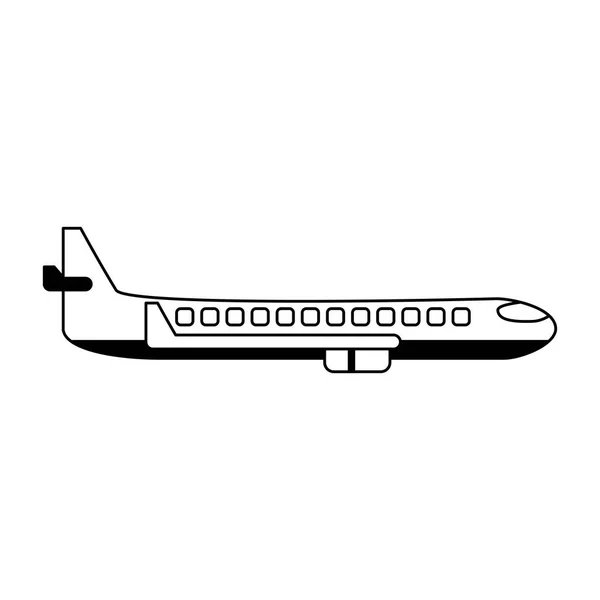 Symbole de vue latérale avion jet en noir et blanc — Image vectorielle