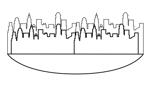 Cenário Cityscape desenhos animados em preto e branco — Vetor de Stock