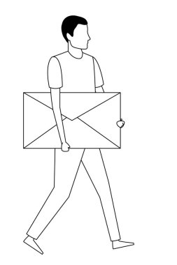 adam hoding e-posta zarf simgesi siyah ve