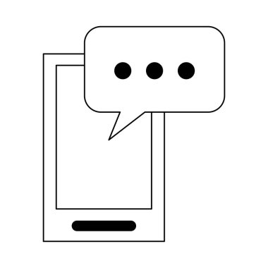Siyah beyaz sohbet kabarcık sembolü ile Smartphone
