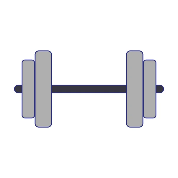 Dumbbell gym equipment symbol blue lines — Stock Vector