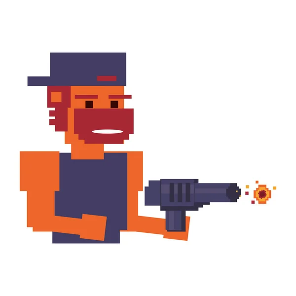 Videogame gangster pixelato — Vettoriale Stock