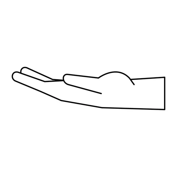 Nero mano simbolo aperto in bianco e nero — Vettoriale Stock