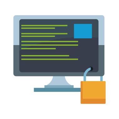 Asma kilit ile bilgisayar ekranı