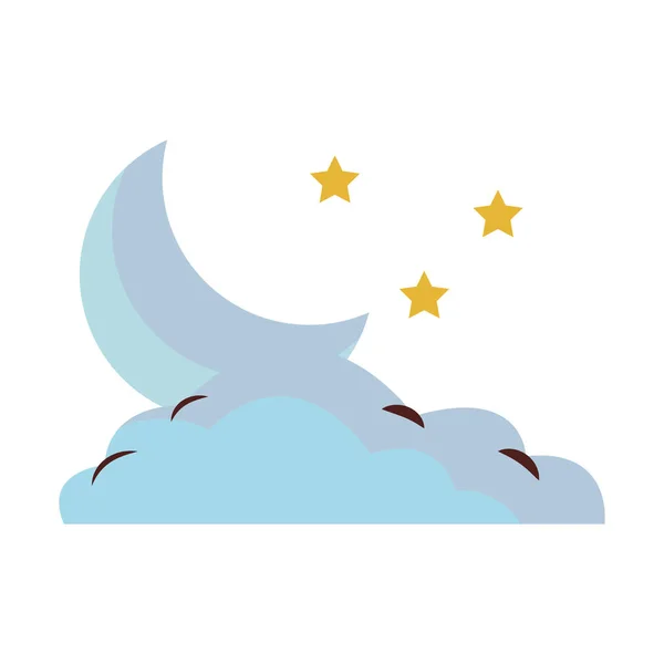 Měsíc a hvězdy na oblaku — Stockový vektor