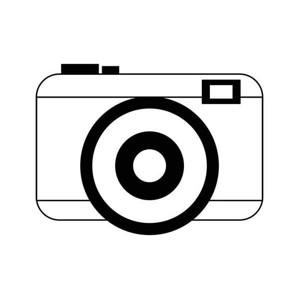 Symbole de caméra photographique isolé en noir et blanc — Image vectorielle