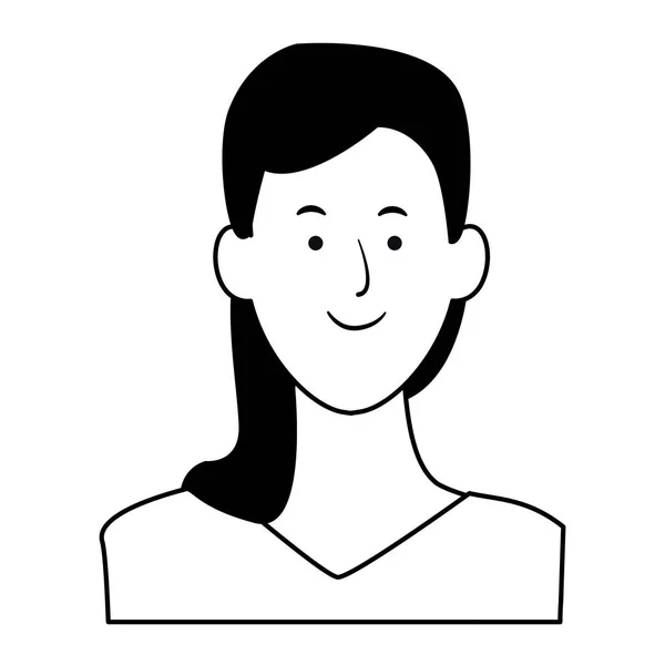 Femme portrait avatar noir et blanc — Image vectorielle