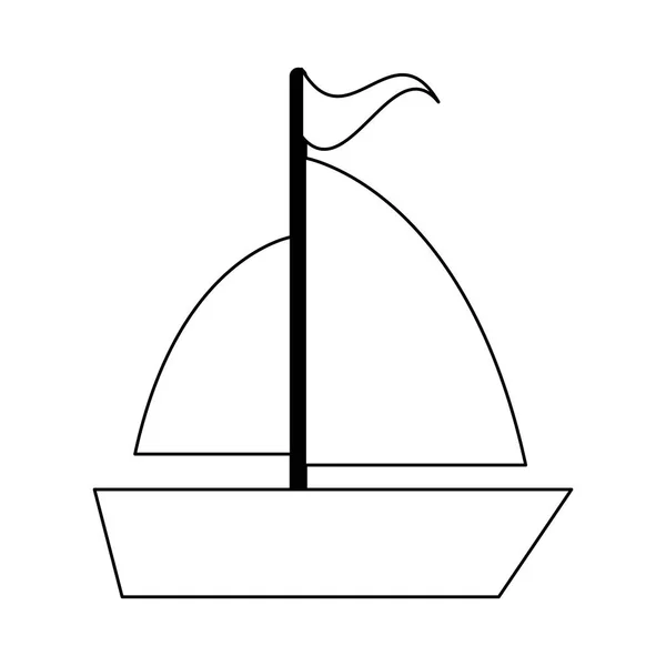 Simbolo di viaggio in barca a vela isolato in bianco e nero — Vettoriale Stock