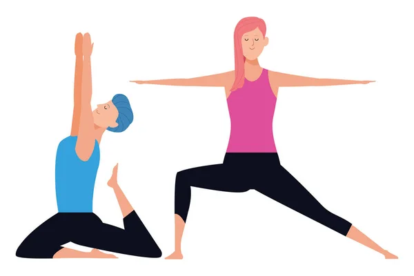 Couple yoga poses — Stock Vector