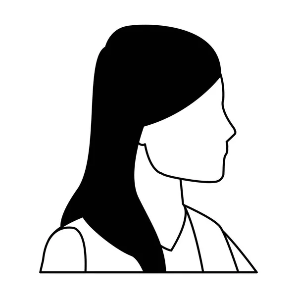 Woman portrait faceless black and white — Stock Vector