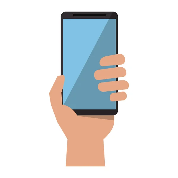 Χέρι χρησιμοποιώντας κινούμενα σχέδια smartphone — Διανυσματικό Αρχείο