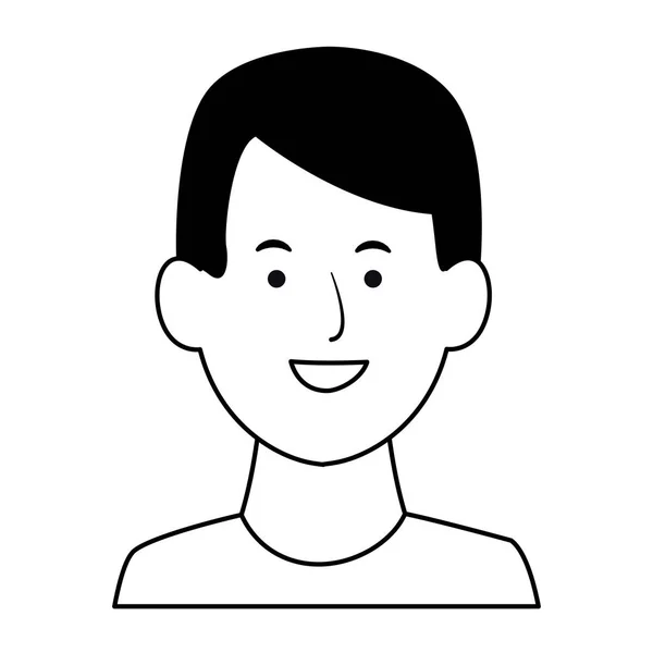 Chlapec s úsměvem s kreslené koule v černé a bílé — Stockový vektor