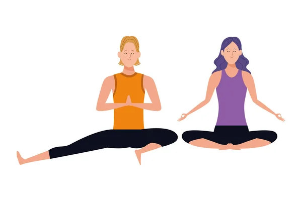 Paar-Yoga-Posen — Stockvektor