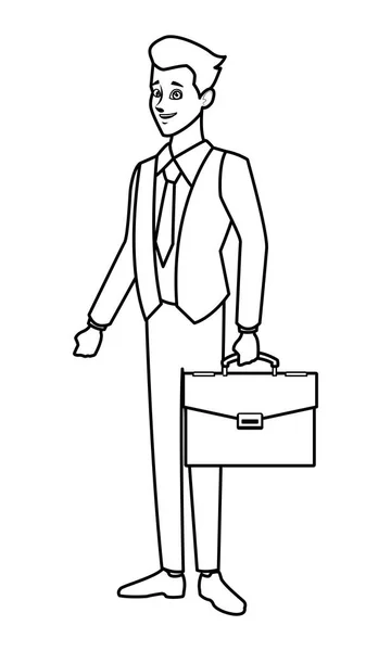 Dibujos animados ejecutivos de hombre de negocios en blanco y negro — Vector de stock