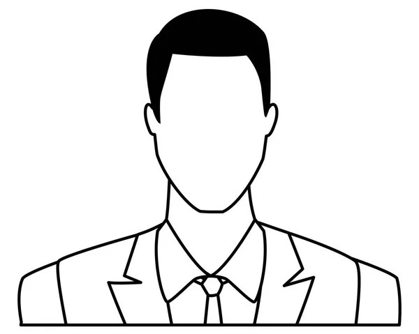 Obchodník avatar kreslený znak černobílý — Stockový vektor