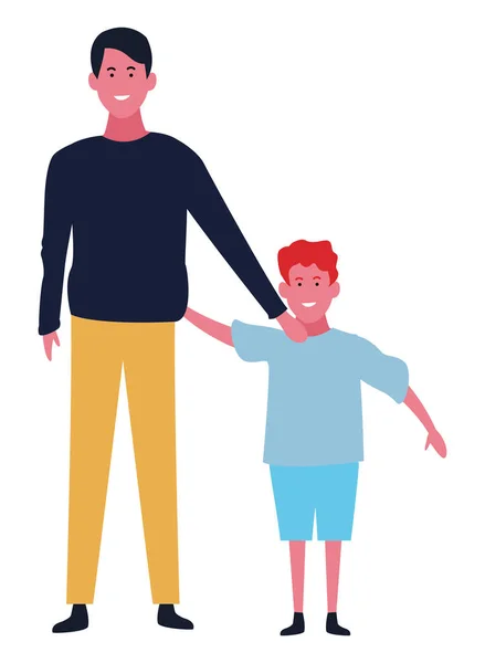 Famille et enfants dessins animés isolés — Image vectorielle