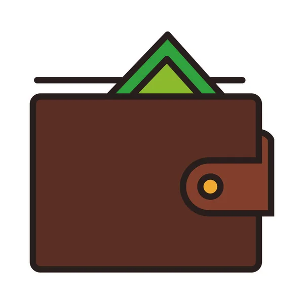 Carteira de couro com símbolo de dinheiro — Vetor de Stock