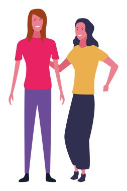 Kadın arkadaşlar karikatür izole