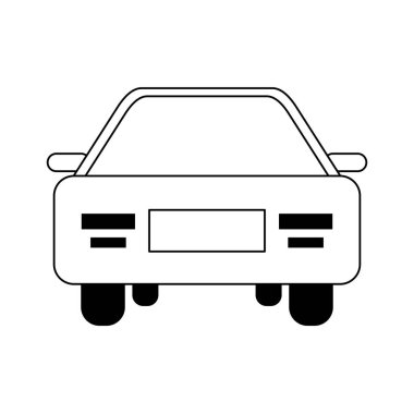 Siyah ve beyaz araba araç frontview sembolü