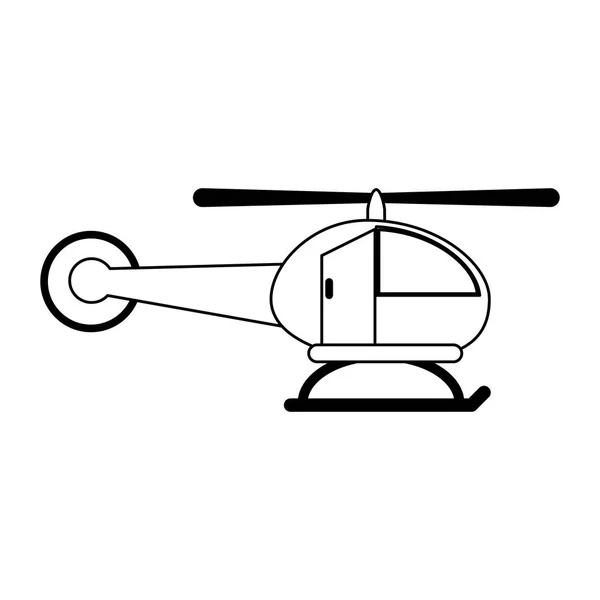 Vue latérale du symbole de l'hélicoptère en noir et blanc — Image vectorielle
