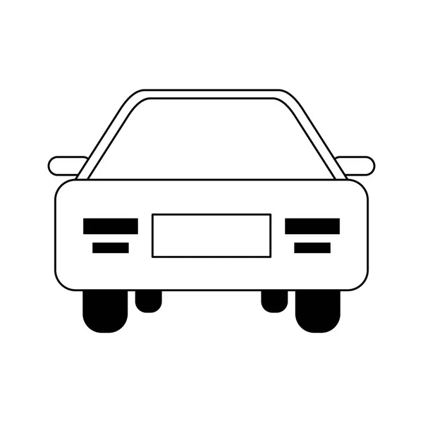 Símbolo de vista frontal del vehículo de coche en blanco y negro — Vector de stock