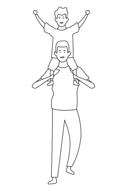 Tek baba oyun ile oğul üzerinde arka içinde siyah ve beyaz