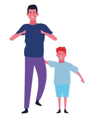 Aile ve çocuklar karikatür izole
