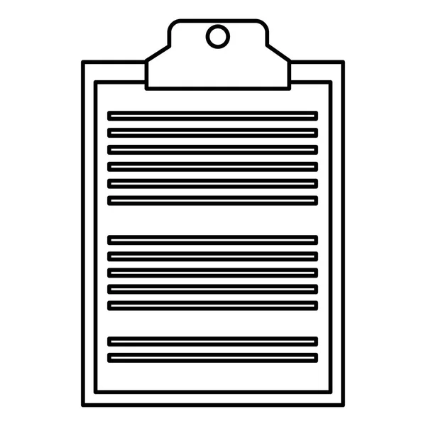 Clipboard document symbol in black and white — Stock Vector