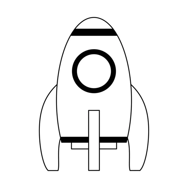 Символ ракеты космического корабля выделен в черно-белом цвете — стоковый вектор