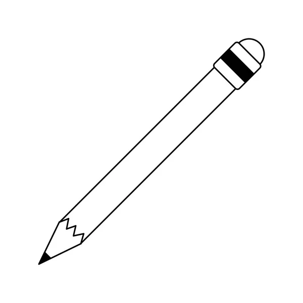 Pencil with eraser utensil in black and white — Stock Vector