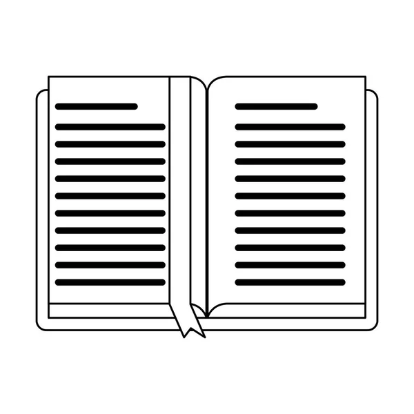 Livro símbolo aberto isolado preto e branco —  Vetores de Stock