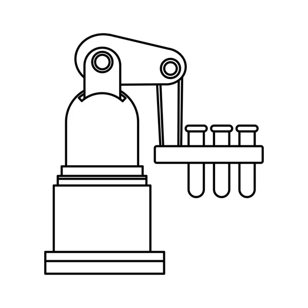 机器人手臂与试管黑色和白色 — 图库矢量图片