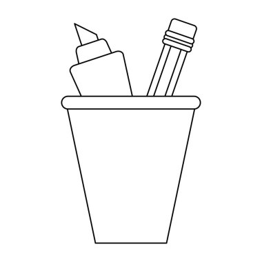 Marker ve kalem bardak siyah ve beyaz