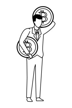 Bitcoin siyah beyaz holding iş adamı