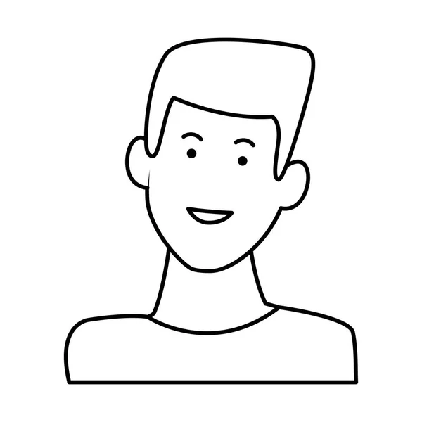 Cara de niño sonriendo en blanco y negro — Vector de stock