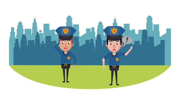 Poliser i staden — Stock vektor