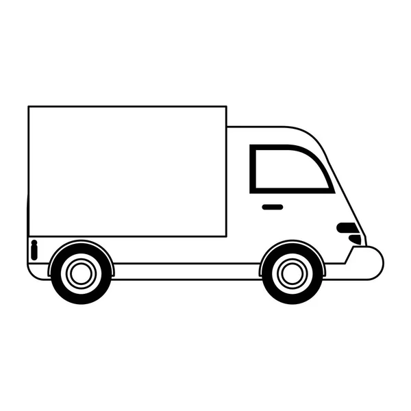 Cargo truck vehicle symbol in black and white — Stock Vector