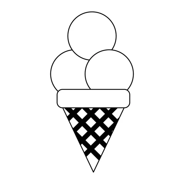 Мороженое с тремя черно-белыми шариками — стоковый вектор