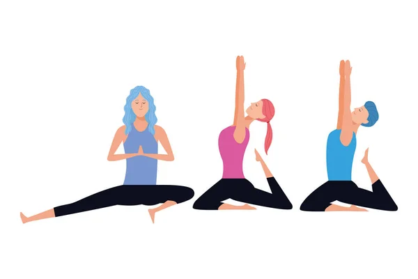Menschen Yoga-Posen — Stockvektor