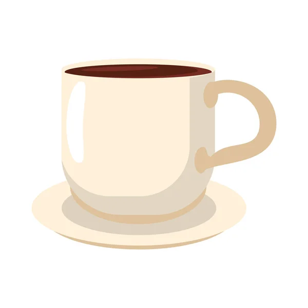 Taza de café en caricatura plato — Vector de stock