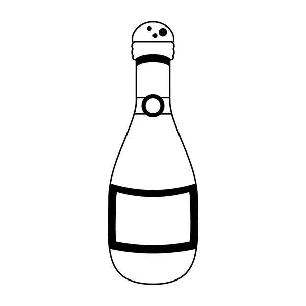 Caricatura botella Chamapgne aislado en blanco y negro — Archivo Imágenes Vectoriales