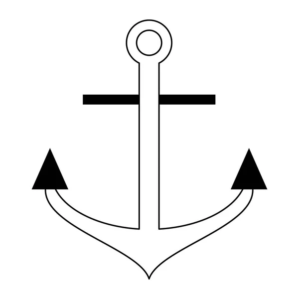 Ancla marina símbolo de dibujos animados en blanco y negro — Vector de stock