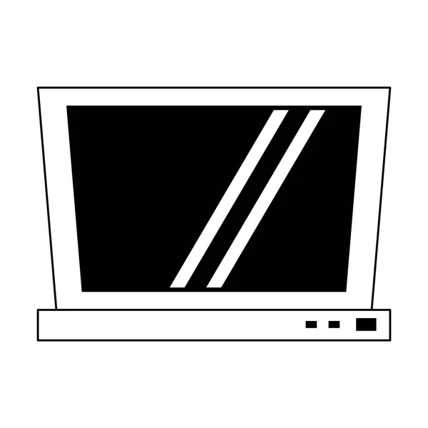 Tecnologia informatica portatile isolata in bianco e nero — Vettoriale Stock