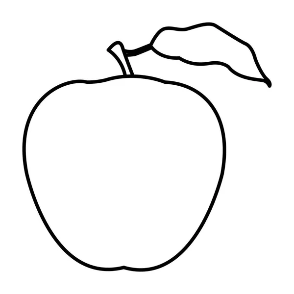 Icono de manzana dibujos animados en blanco y negro — Archivo Imágenes Vectoriales