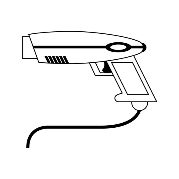 Videogame handgun technology symbol in black and white — Διανυσματικό Αρχείο