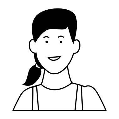 Çocuk kız gülümseyen yüz içinde siyah ve beyaz