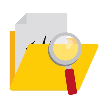 Programlama kodu ve büyüteç sembolü olan klasör