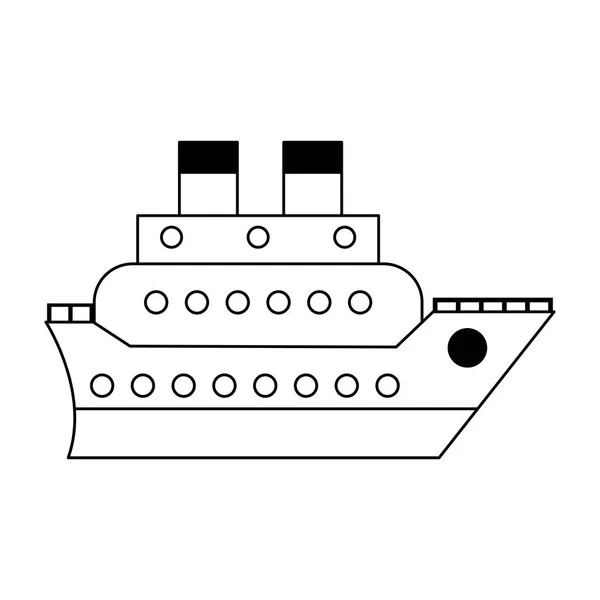 Cruise ship boat symbol in black and white — Stock Vector