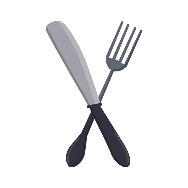 Cuchillo restaurante y cubiertos tenedor — Vector de stock